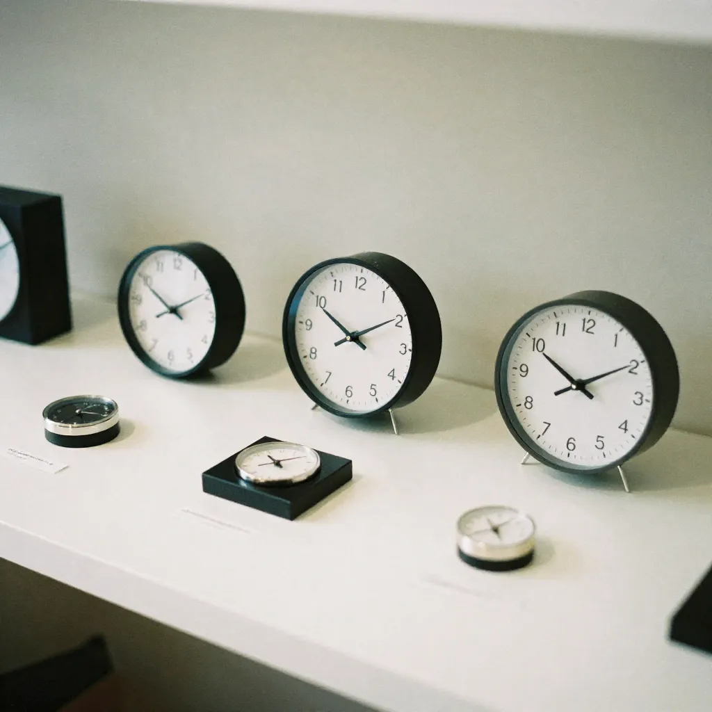 Sala de estar con reloj minimalista