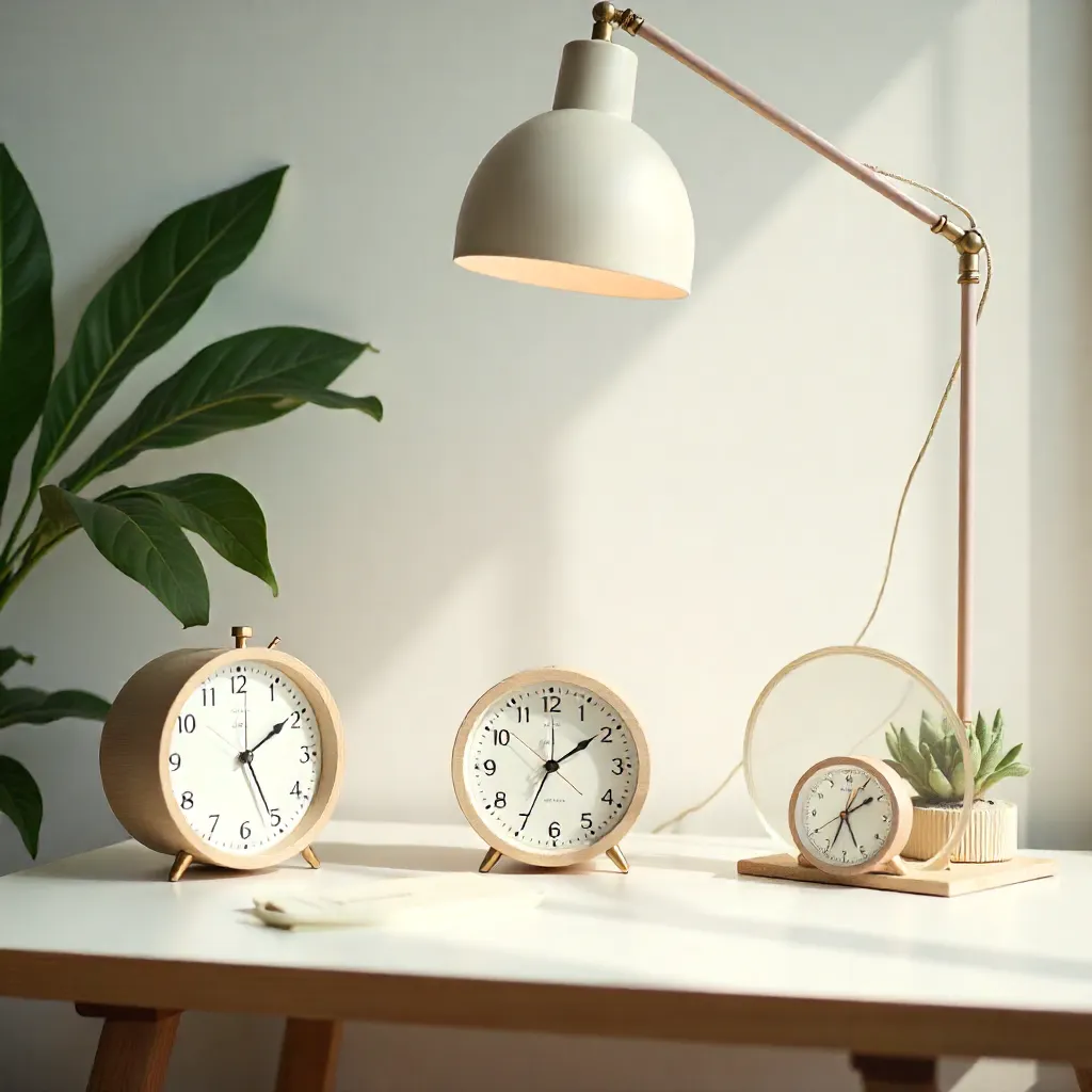 Estudio con reloj minimalista